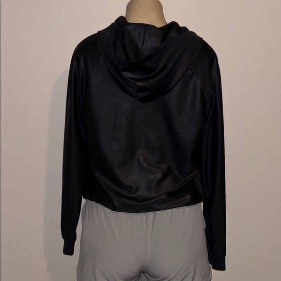 Maison d'Amelie Black Faux Leather Half Zip Pullover Hooded pullover size S - Picture 5 of 6
